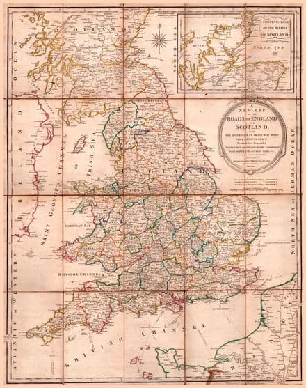 Laurie and Whittle's New Map of the Roads of England and Wales 1800