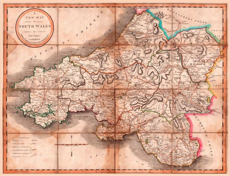 Laurie & Whittle - Nathaniel Coltman - Map of South Wales Published 1797