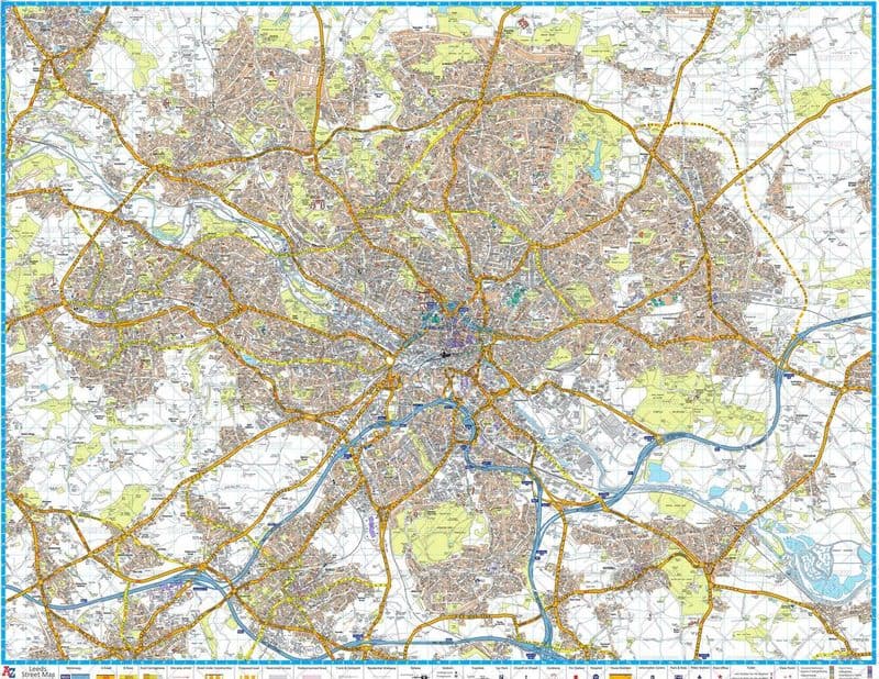 Leeds A Z Wall Map