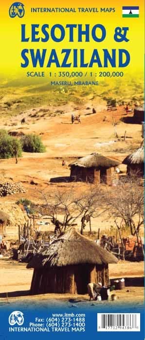 Lesotho & Swaziland Road & Travel Map
