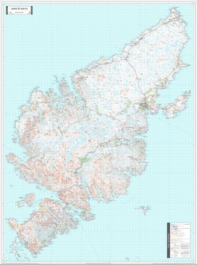 Lewis & Harris - Wall Map - 1:50,000 - The Map Centre Press