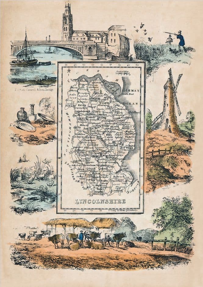 Lincolnshire - by 'Reuben Ramble' - Reproduction County Map