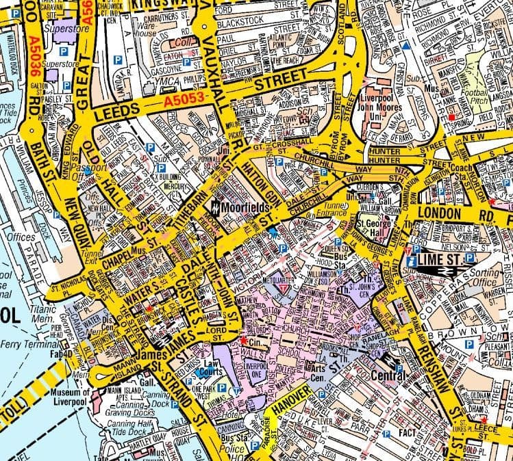 Liverpool A Z Wall Map