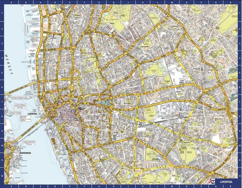 Liverpool City Centre A-Z Street Wall Map