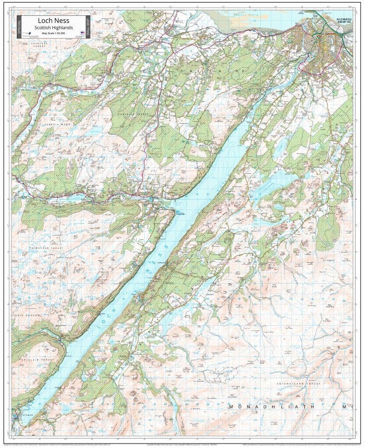 Loch Ness - Wall Map - 1:50,000 - The Map Centre Press