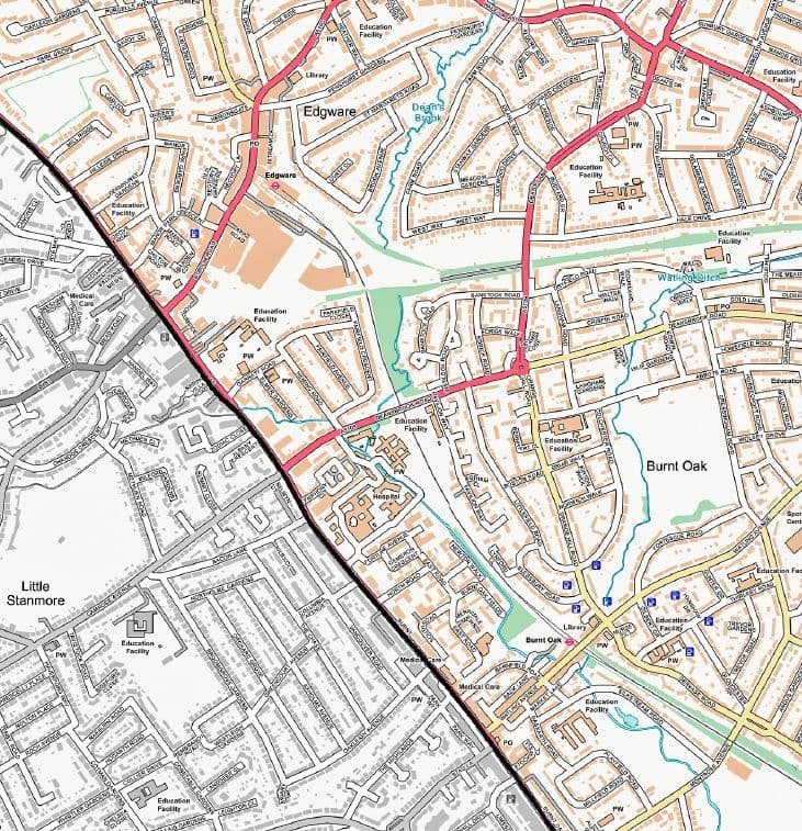 London Borough of Barnet - Street Map - 2026
