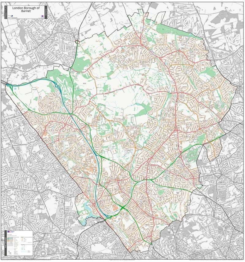 London Borough of Barnet - Street Map - 2026