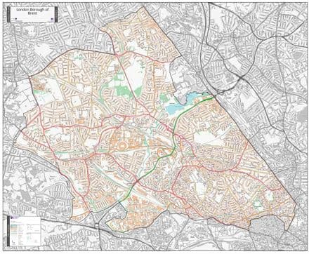 London Borough of Brent - Street Map - 2026