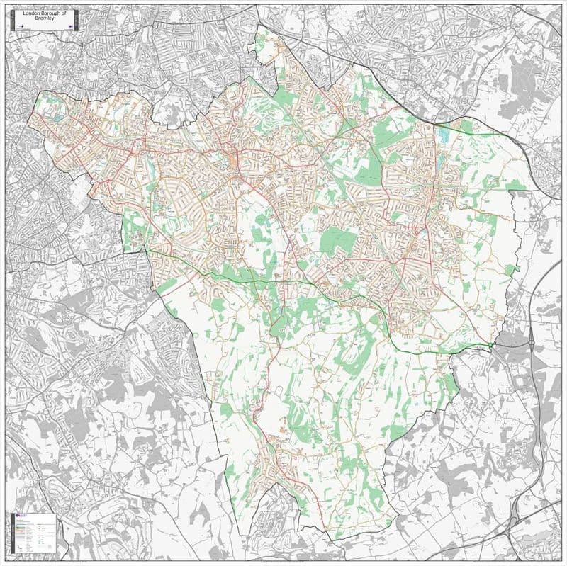 London Borough of Bromley - Street Map - Large - 2026