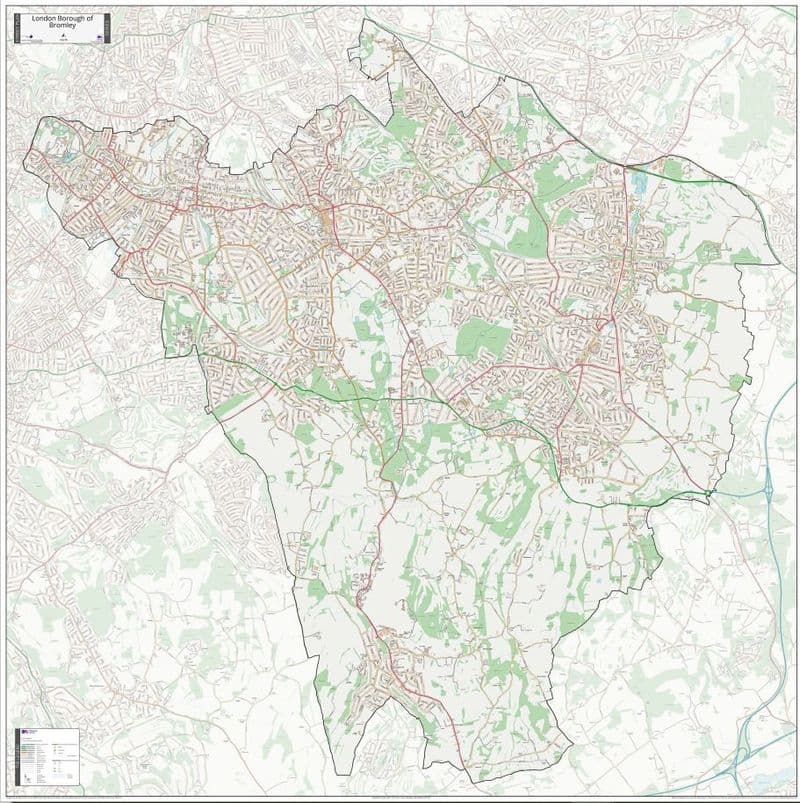 London Borough of Bromley - Street Map - Large