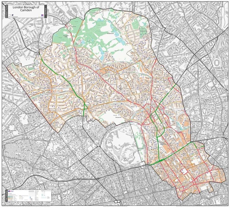 London Borough of Camden - Street Map - 2026