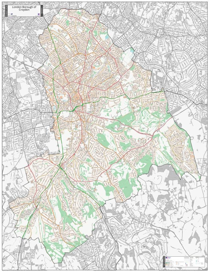 London Borough of Croydon - Street Map - 2026