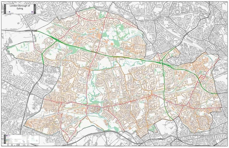 London Borough of Ealing - Street Map - 2026