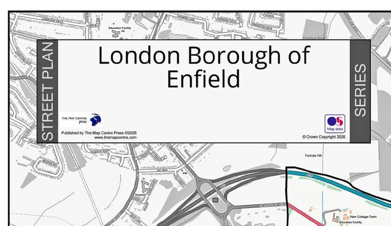 London Borough of Enfield - Street Map - 2026
