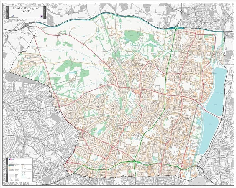 London Borough of Enfield - Street Map - 2026