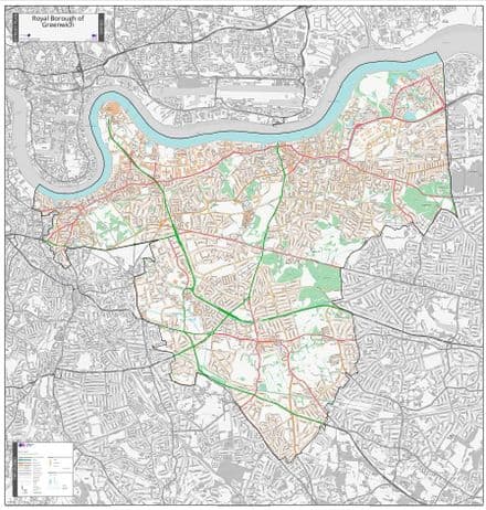 London Borough of Greenwich - Street Map - 2026