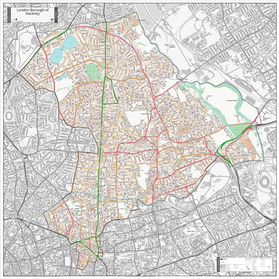 Hackbridge Map London Borough of Hackney - Street Map - 2026