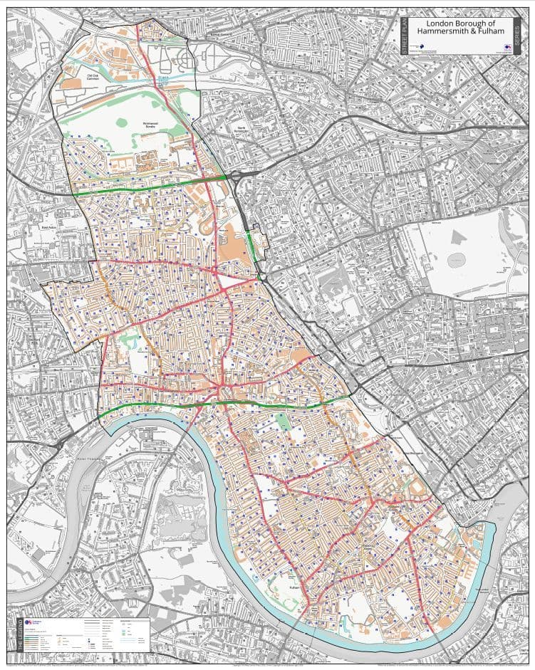 London Borough of Hammersmith & Fulham - Street Map - 2026