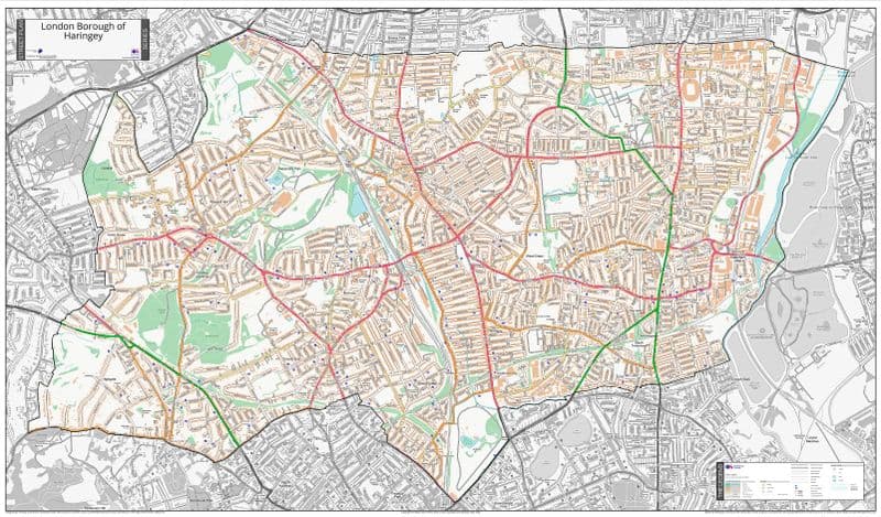 London Borough of Haringey - Street Map - 2026