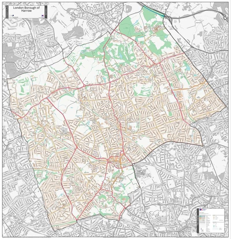 London Borough of Harrow - Street Map - 2026
