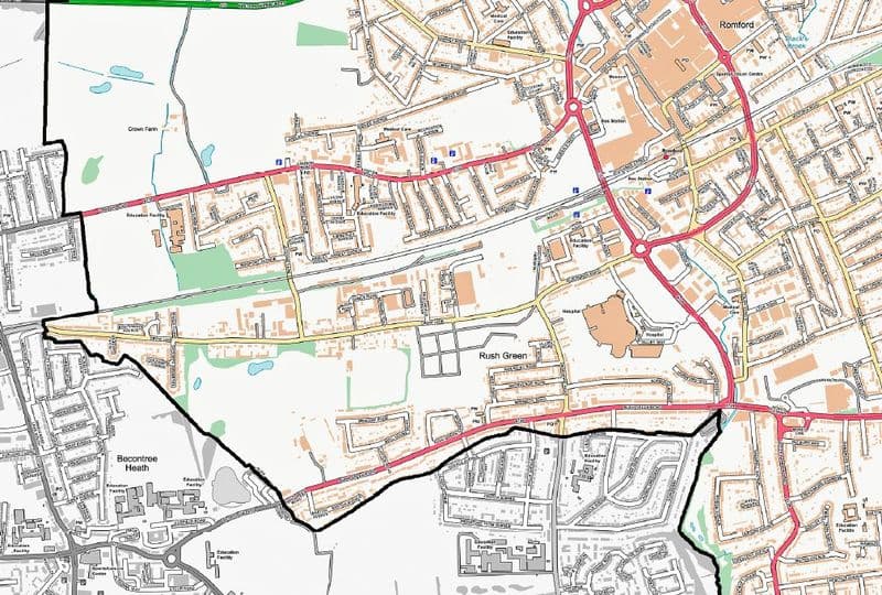 London Borough of Havering - Street Map - 2026
