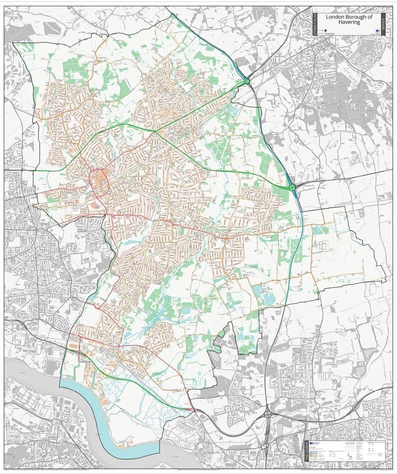 London Borough of Havering - Street Map - 2026