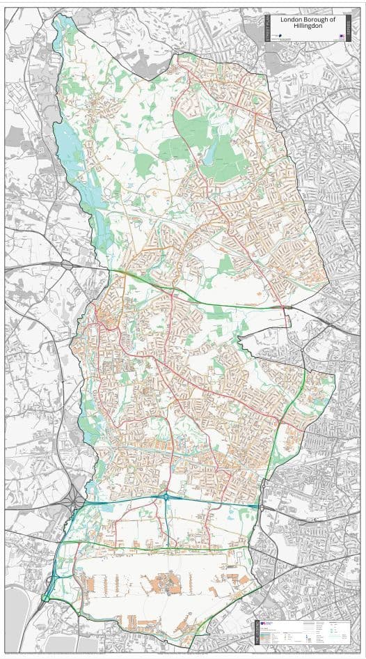 London Borough of Hillingdon - Street Map - 2026