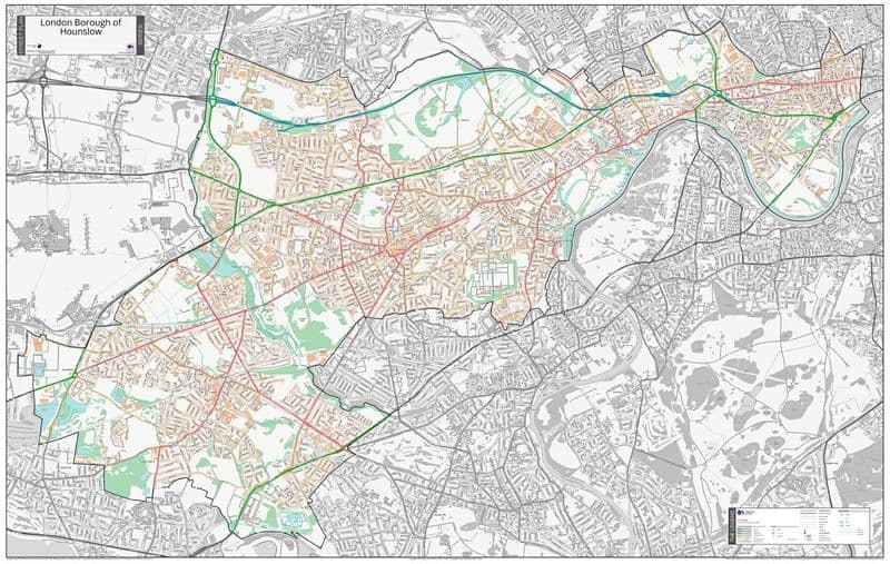 London Borough of Hounslow - Street Map - 2026