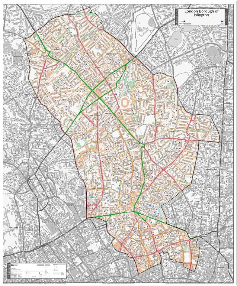 London Borough of Islington - Street Map - 2026