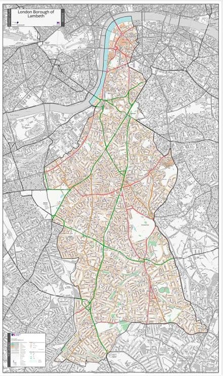 London Borough of Lambeth - Street Map - 2026