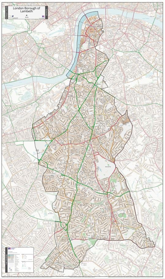 London Borough of Lambeth - Street Map