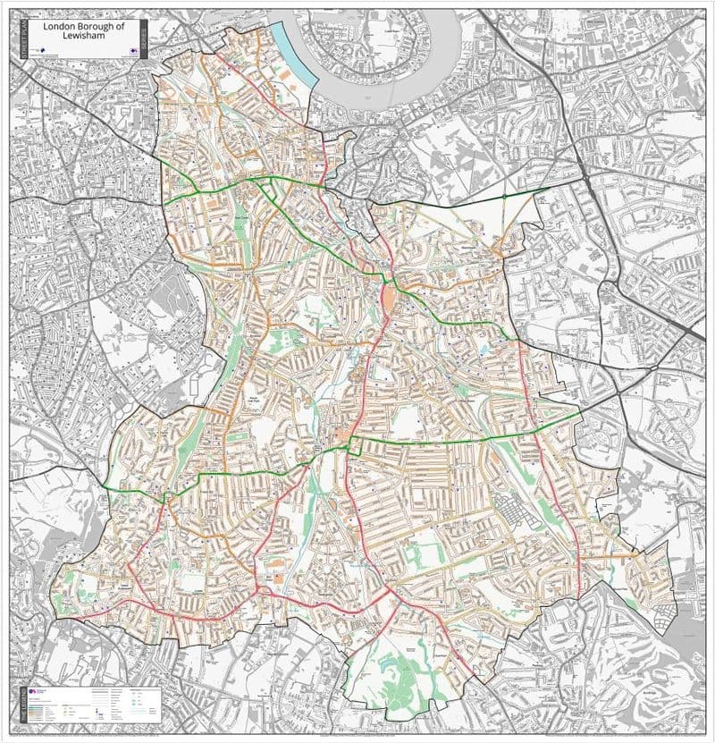 London Borough of Lewisham - Street Map - 2026