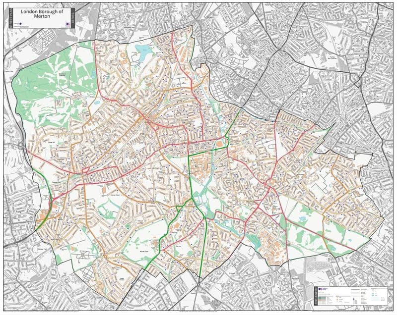 London Borough of Merton - Street Map - 2026