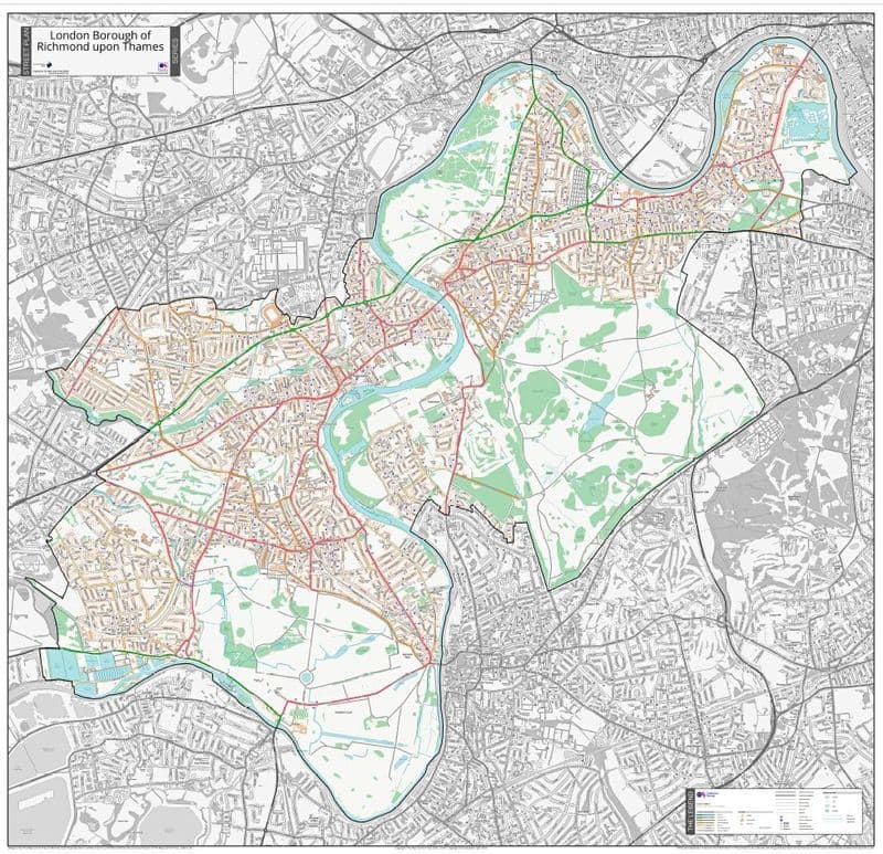 London Borough of Richmond upon Thames - Street Map - 2026
