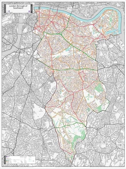 London Borough of Southwark - Street Map - 2026