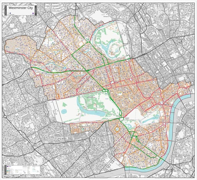 London Borough of Westminster - Street Map - 2026