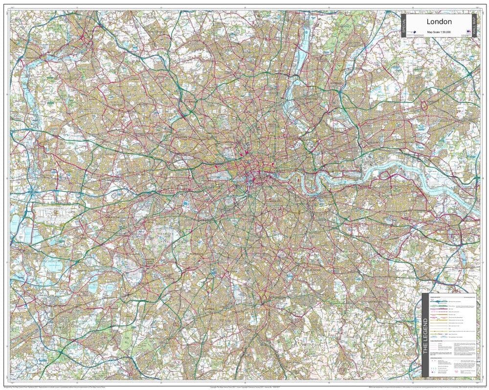 Detailed Os Map London Ordnance Survey 1 50 000 - Wall Map