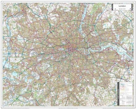 London Ordnance Survey 1:50,000 - Wall Map