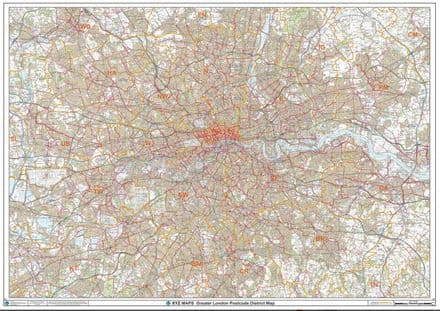 London Postcode Districts Wall Map