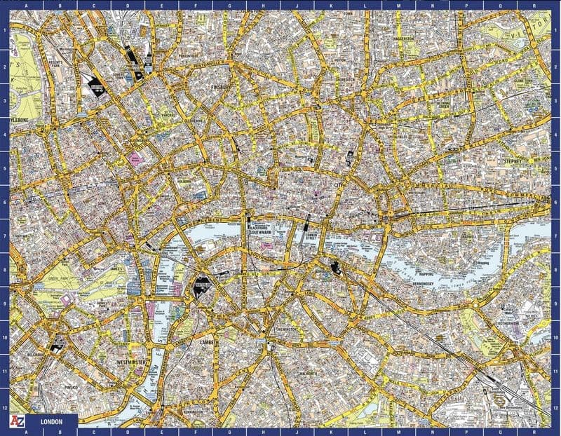 London Premier City Centre A-Z Street Wall Map
