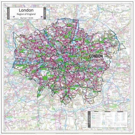 London - Region of England Wall Map