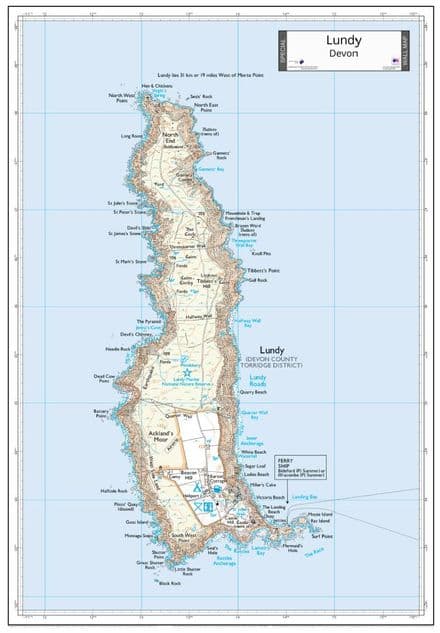 Lundy Island - Wall Map - 1:10,000 - 2026