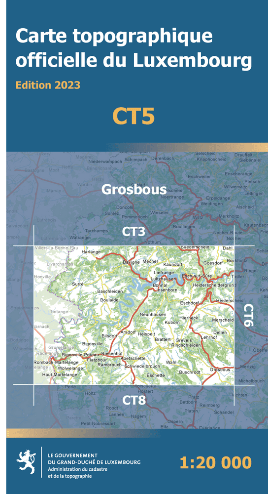 Luxembourg - CT5 - Grosbous Topographic Map