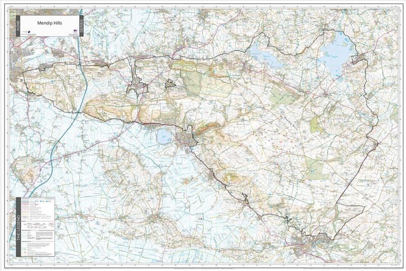 Mendip Hills - AONB Wall Map - 2024