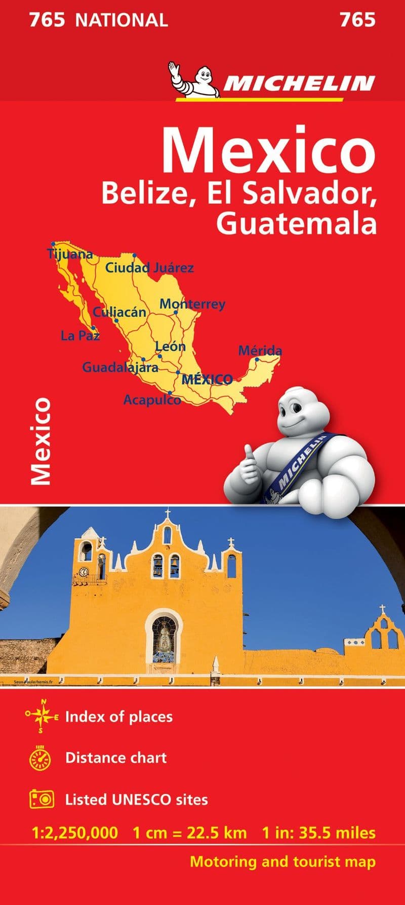 Mexico, Belize, El Salvador, Guatamala - Michelin National Map 765