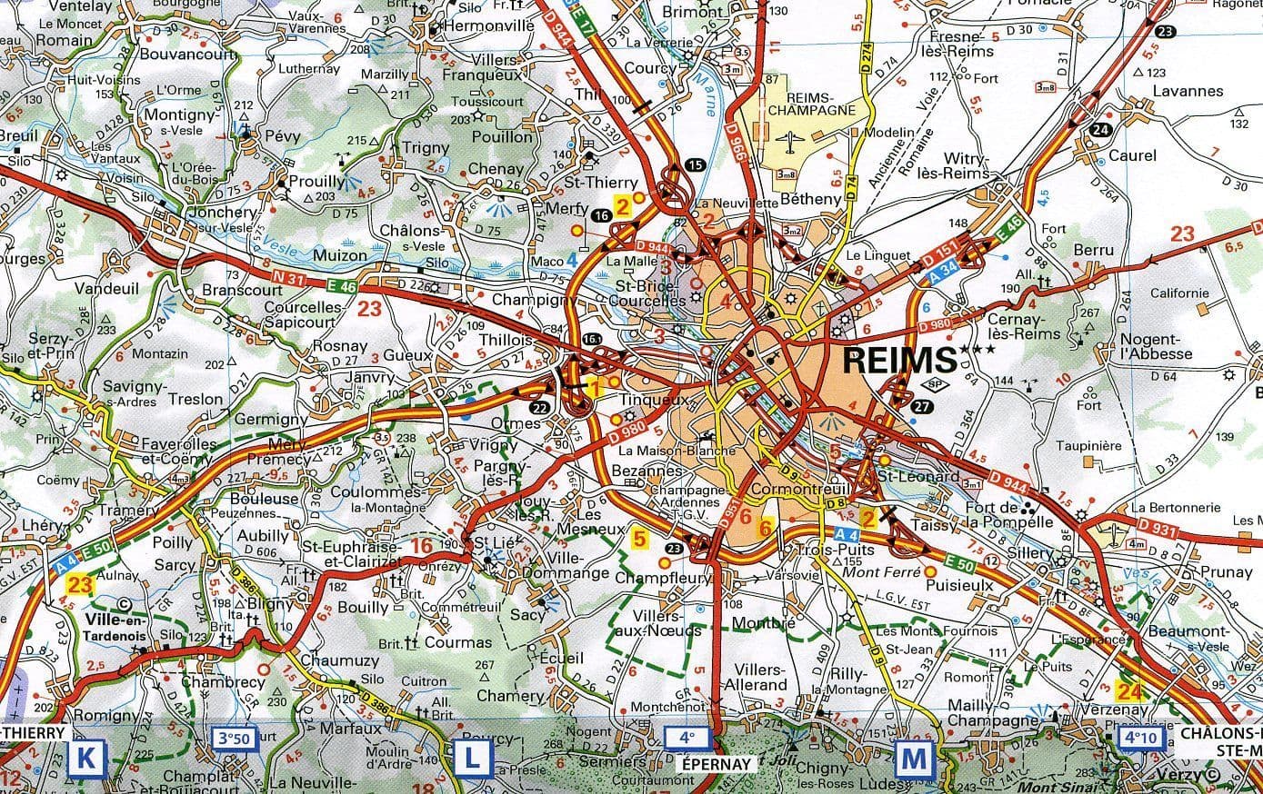 Carte Michelin N°6 Toilée - St Quentin Reims - 1921 - Bel état