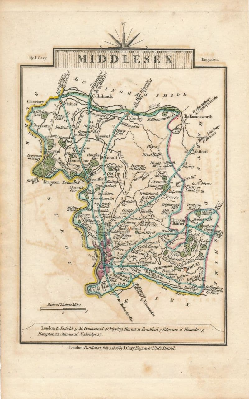 Middlesex 1806 - John Cary - Original Map