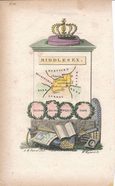 Middlesex - A M Perrot 1823 - Original Map