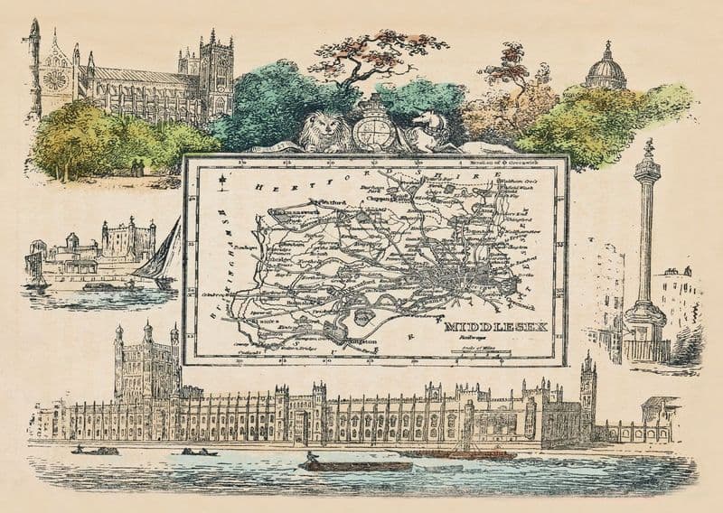 Middlesex - by 'Reuben Ramble' - Reproduction County Map