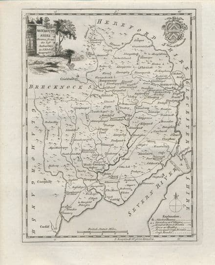 Monmouthshire by Thomas Kitchin 1784 - Original Map